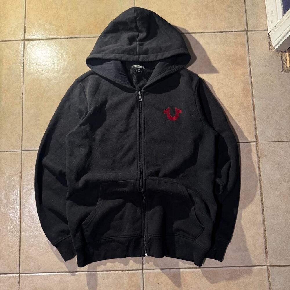 Y2k true religion black zip up hoodie Size M in Mens